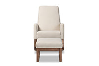 Load image into Gallery viewer, Baxton Studio Yashiya Mid-century Retro Modern Light Beige Fabric Upholstered Rocking Chair and Ottoman Set