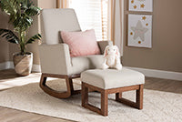 Load image into Gallery viewer, Baxton Studio Yashiya Mid-century Retro Modern Light Beige Fabric Upholstered Rocking Chair and Ottoman Set