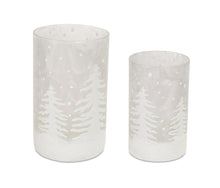 Load image into Gallery viewer, Frosted Votive Candle Holder with Snowy Forest (Set of 4)