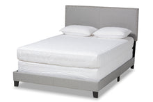 Load image into Gallery viewer, Baxton Studio Ramon Modern and Contemporary Grey Linen Fabric Upholstered Full Size Panel Bed with Nailhead Trim