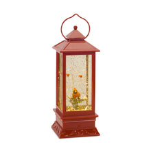 Load image into Gallery viewer, LED Snow Globe Lantern with Snowy Cardinals on Branch 11"H