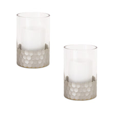 Load image into Gallery viewer, Glass Hurricane Candle Holder with Honeycomb (Set of 2)