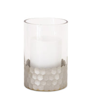 Load image into Gallery viewer, Glass Hurricane Candle Holder with Honeycomb (Set of 2)