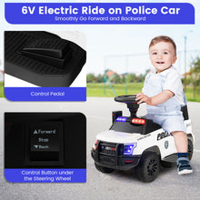 Load image into Gallery viewer, 6V Kids Ride On Police Car with Real Megaphone and Siren Flashing Lights-White