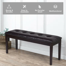 Load image into Gallery viewer, Upholstered Dining Room PU Bench Solid Wood Button Tufted-Brown