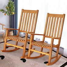 Load image into Gallery viewer, Indoor Outdoor Wooden High Back Rocking Chair-Natural