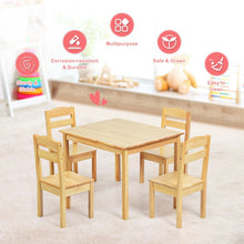Load image into Gallery viewer, 5 pcs Kids Pine Wood Table Chair Set-Natural