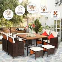 Load image into Gallery viewer, 9 Pieces Patio Rattan Dining Cushioned Chairs Set-White
