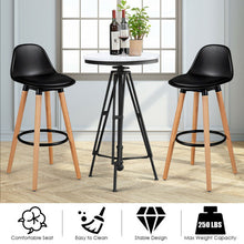 Load image into Gallery viewer, 2 Pieces Mid Century Barstool 28.5 Inches Dining Pub Chair-Black