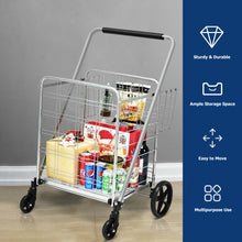 Load image into Gallery viewer, Heavy Duty Folding Utility Shopping Double Cart-Silver