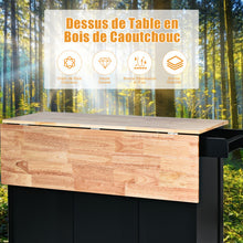 Load image into Gallery viewer, Kitchen Island Trolley Cart Wood with Drop-Leaf Tabletop and Storage Cabinet-Black