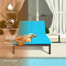 Load image into Gallery viewer, 2-Person Patio Rattan Lounge Chair with Adjustable Backrest-Turquoise