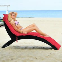 Load image into Gallery viewer, Folding Patio Rattan Portable Lounge Chair Chaise with Cushion-Red