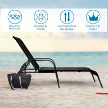 Load image into Gallery viewer, 2 Pcs Outdoor Patio Lounge Chair Chaise Fabric with Adjustable Reclining Armrest
