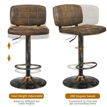 Load image into Gallery viewer, Set of 2 Adjustable Bar Stools Swivel Bar Chairs with Backrest