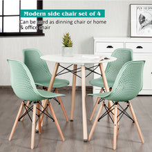 Load image into Gallery viewer, 4 Pcs Modern Plastic Hollow Chair Set with Wood Leg-Green