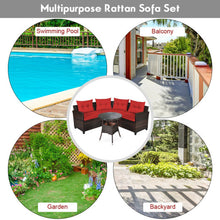 Load image into Gallery viewer, 4 Pieces Outdoor Cushioned Rattan Furniture Set-Red