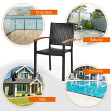 Load image into Gallery viewer, Set of 4 Outdoor Patio PE Rattan Dining Chairs with Powder-coated Steel Frame