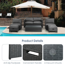 Load image into Gallery viewer, 6 Pieces Patio Rattan Furniture Set Space Saving Cushioned No Assembly-Gray