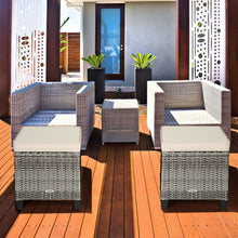 Load image into Gallery viewer, 2 Pieces Patio Rattan Ottoman Seat with Removable Cushions-Beige