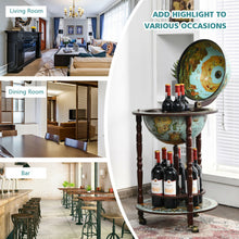 Load image into Gallery viewer, 17 Inch Globe Wine Bar Stand 16th Century Italian Map Liquor Bottle Shelf Cart