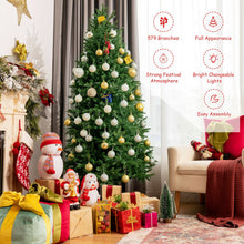 Load image into Gallery viewer, Artificial Christmas Tree with 2 Lighting Colors and 9 Flash Modes-6 ft