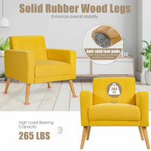 Load image into Gallery viewer, Modern Accent Chair Upholstered Linen Armchair with Rubber Wood Legs-Yellow