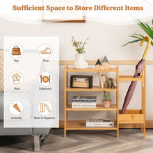 Load image into Gallery viewer, 4-Tier Bamboo Shoe Rack Organiser with Umbrella Holder-Natural