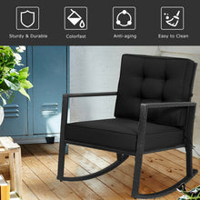 Load image into Gallery viewer, Patio Rattan Rocker Outdoor Glider Rocking Chair Cushion Lawn-Black
