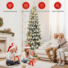 Load image into Gallery viewer, 8 Feet Pre-Lit Hinged Snow Flocked Christmas Tree with Remote Control
