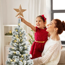 Load image into Gallery viewer, 5 Feet Pre-Lit Hinged Christmas Tree Snow Flocked with 9 Modes Remote Control Lights
