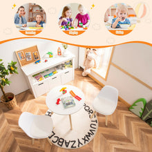 Load image into Gallery viewer, Modern Kids Activity Play Table and 2 Chairs Set with Beech Leg Cushion-White