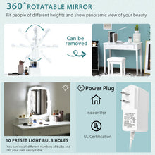 Load image into Gallery viewer, Vanity Table Set with Lighted Mirror for Bedroom and Dressing Room-White