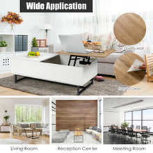 Load image into Gallery viewer, 43 Inch Lift Top Coffee Table with Storage Compartment and Metal Frame -White