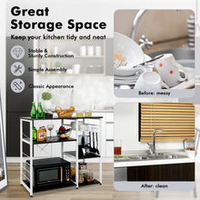 Load image into Gallery viewer, Industrial Kitchen Baker's Rack Microwave Shelf with 6 Hooks-Dark Brown