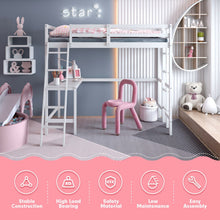 Load image into Gallery viewer, Twin Size Loft Bed Frame with Desk Angled and Built-in Ladder-White