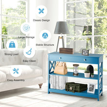 Load image into Gallery viewer, Console Table 3-Tier with Drawer and Storage Shelves-Blue