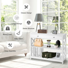Load image into Gallery viewer, Console Table 3-Tier with Drawer and Storage Shelves-White
