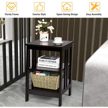 Load image into Gallery viewer, Set of 2 Multifunctional 3-Tier Nightstand Sofa Side Table with Reinforced Bars and Stable Structure -Espresso