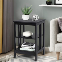 Load image into Gallery viewer, Set of 2 Multifunctional 3-Tier Nightstand Sofa Side Table with Reinforced Bars and Stable Structure -Black