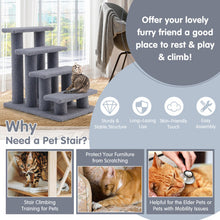 Load image into Gallery viewer, 24 Inch 4-Step Pet Stairs Carpeted Ladder Ramp Scratching Post Cat Tree Climber-Gray