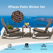 Load image into Gallery viewer, 3 Pieces Patio Rattan Rocking Furniture Set-Brown