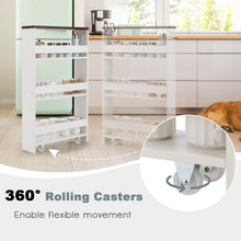 Load image into Gallery viewer, Rolling Kitchen Slim Storage Cart Mobile Shelving Organizer with Handle-White