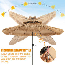 Load image into Gallery viewer, 9 Feet Thatched Tiki Umbrella with 8 Ribs