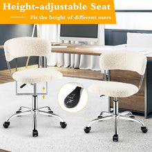 Load image into Gallery viewer, Computer Desk Chair Adjustable Sherpa Office Chair Swivel Vanity Chair-White