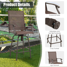 Load image into Gallery viewer, 2 Pieces Patio 360 Rotation Swivel Bar Stool Set-Brown