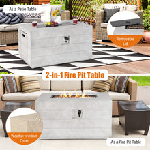Load image into Gallery viewer, 43 Inch Rectangular Concrete Propane Fire Pit Table with Lava Rocks and Cover 50 000 BTU-Gray