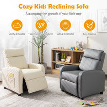 Load image into Gallery viewer, Ergonomic PU Leather Kids Recliner Lounge Sofa for 3-12 Age Group-White