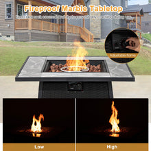 Load image into Gallery viewer, 35 Inch Propane Gas Fire Pit Table Wicker Rattan with Lava Rocks PVC Cover-Black