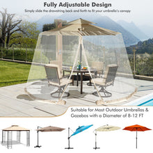 Load image into Gallery viewer, 8-12 Feet Patio Umbrella Table Mesh Screen Cover Mosquito Netting-Beige
